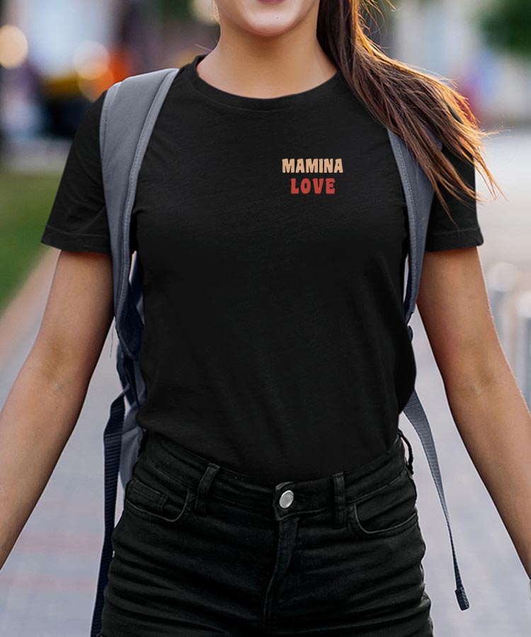 T-Shirt Noir Mamina love Pour femme-2