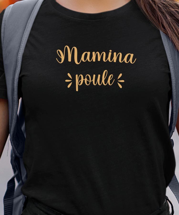 T-Shirt Noir Mamina poule Pour femme-1