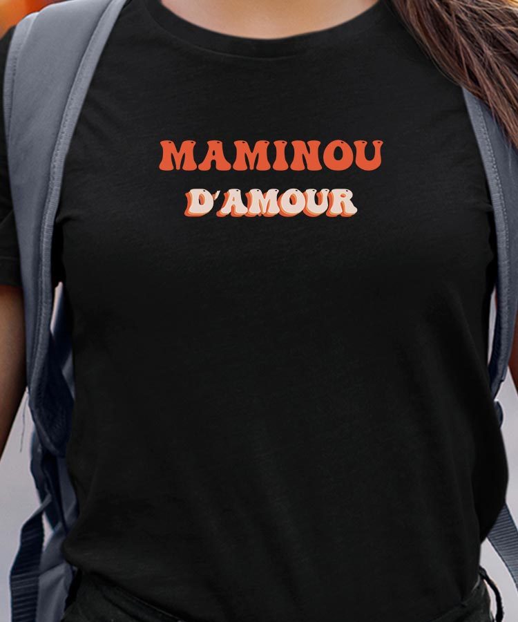 T-Shirt Noir Maminou d'amour Pour femme-1