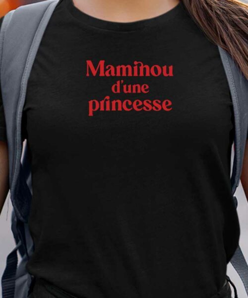 T-Shirt Noir Maminou d’une princesse Pour femme-1