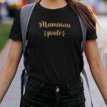 T-Shirt Noir Maminou poule Pour femme-2