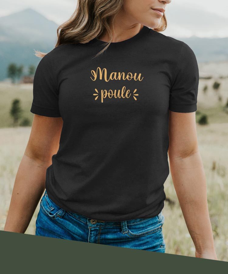 T-Shirt Noir Manou poule Pour femme-2