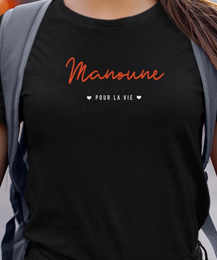 T-Shirt Noir Manoune pour la vie Pour femme-1