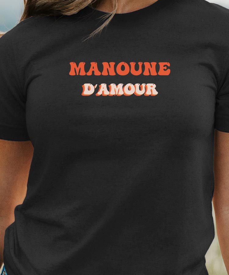 T-Shirt Noir Manoune d'amour Pour femme-1