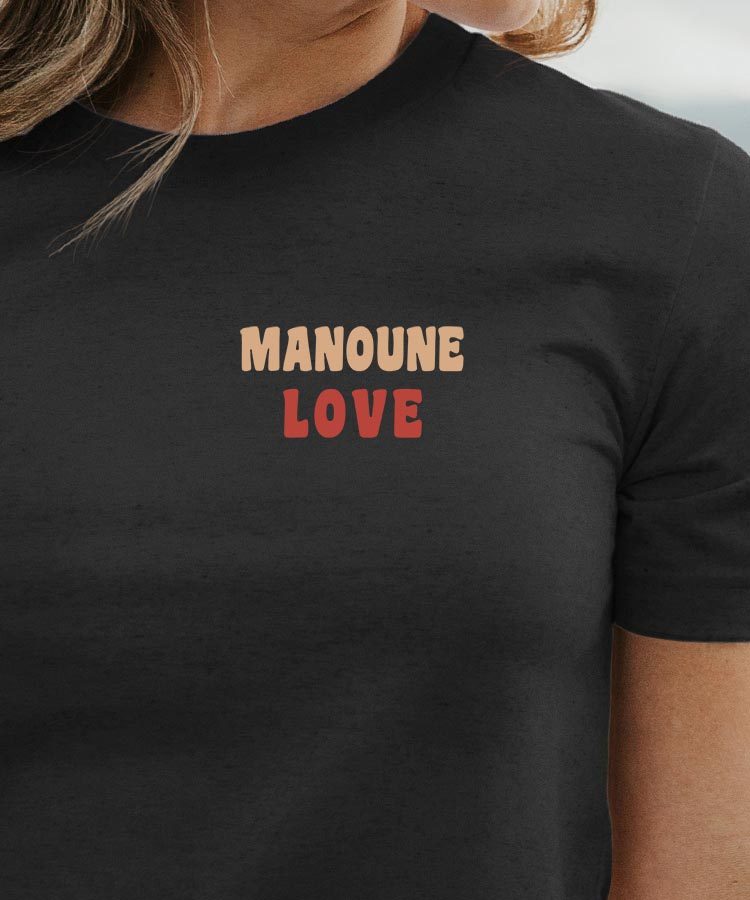 T-Shirt Noir Manoune love Pour femme-1