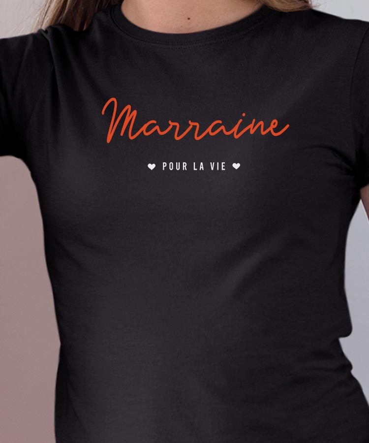 T-Shirt Noir Marraine pour la vie Pour femme-1