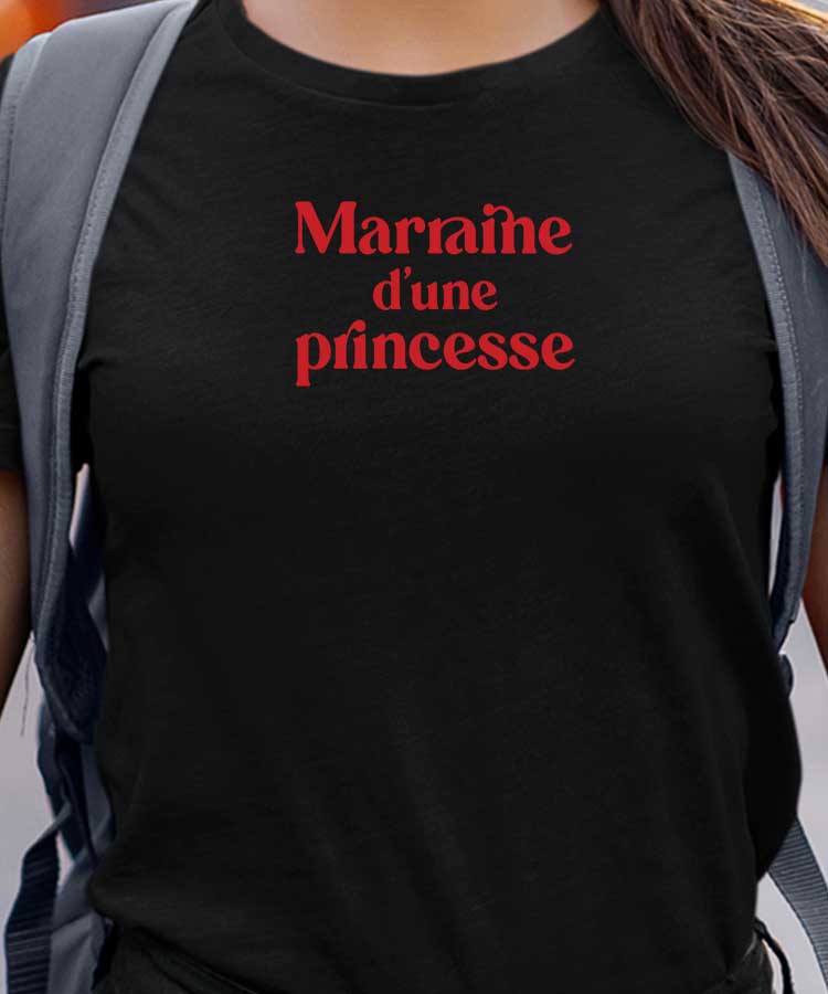 T-Shirt Noir Marraine d'une princesse Pour femme-1
