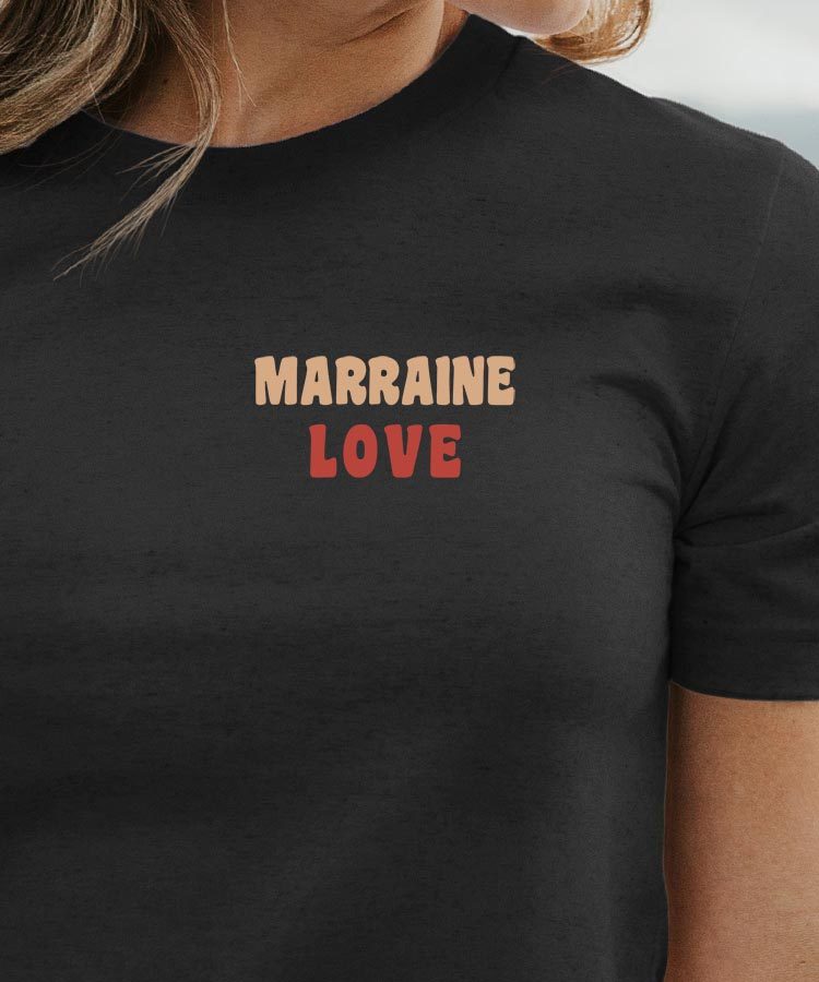 T-Shirt Noir Marraine love Pour femme-1