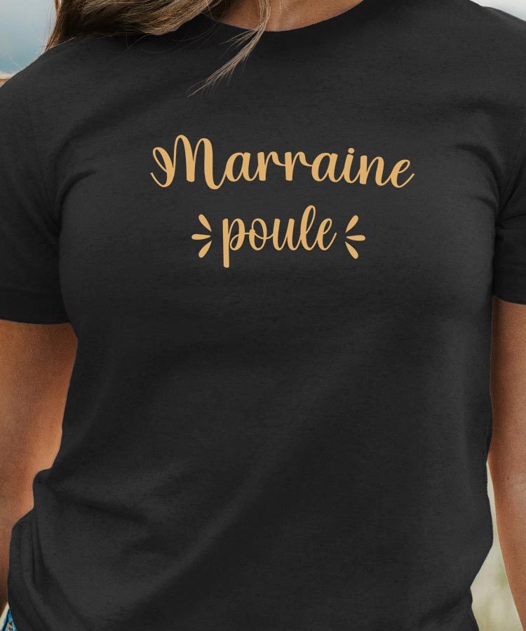 T-Shirt Noir Marraine poule Pour femme-1