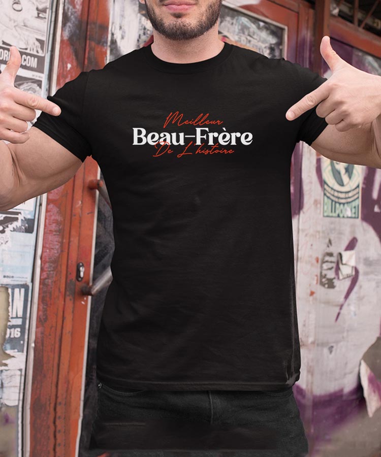 T-Shirt Noir Meilleur Beau-Frère de l'histoire Pour homme-2