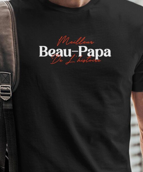 T-Shirt Noir Meilleur Beau-Papa de l’histoire Pour homme-1