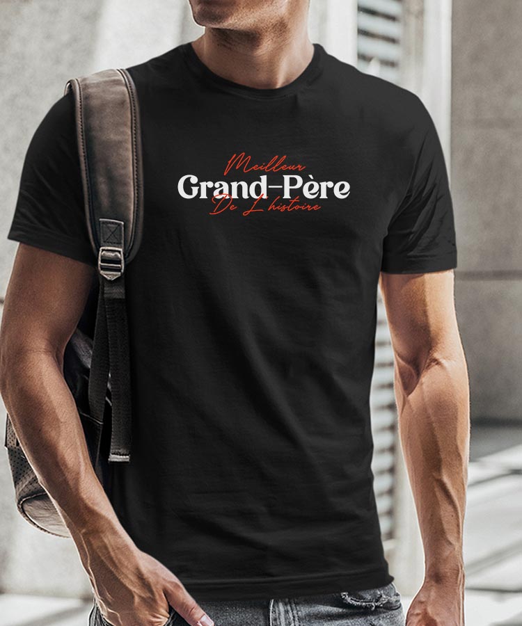 T-Shirt Noir Meilleur Grand-Père de l'histoire Pour homme-2