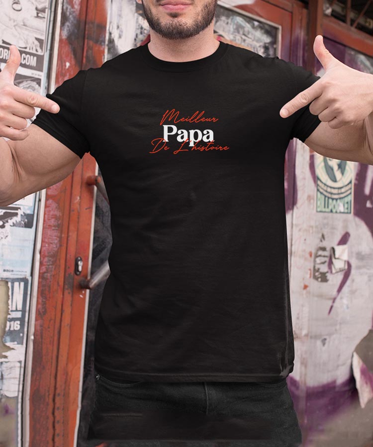 T-Shirt Noir Meilleur Papa de l'histoire Pour homme-2