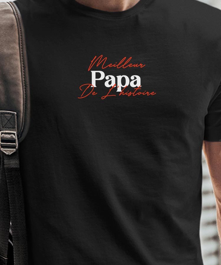 T-Shirt Noir Meilleur Papa de l'histoire Pour homme-1