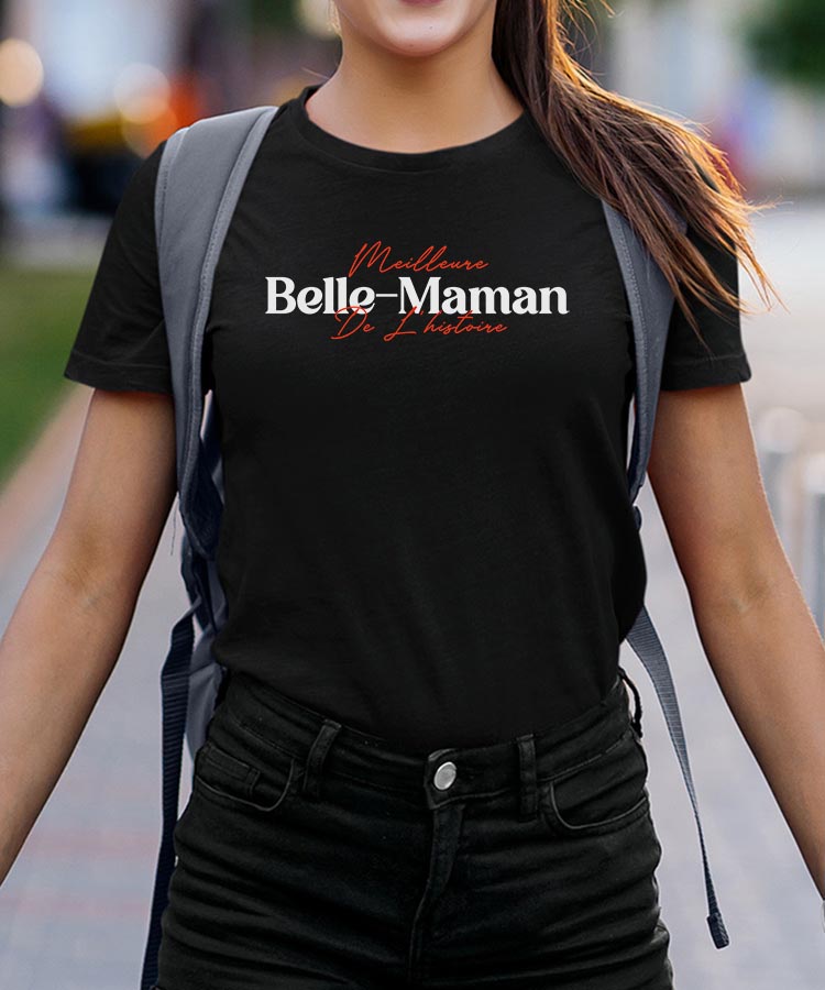 T-Shirt Noir Meilleure Belle-Maman de l'histoire Pour femme-2