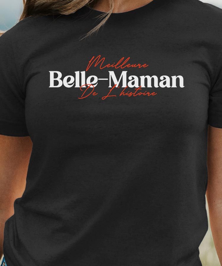 T-Shirt Noir Meilleure Belle-Maman de l'histoire Pour femme-1