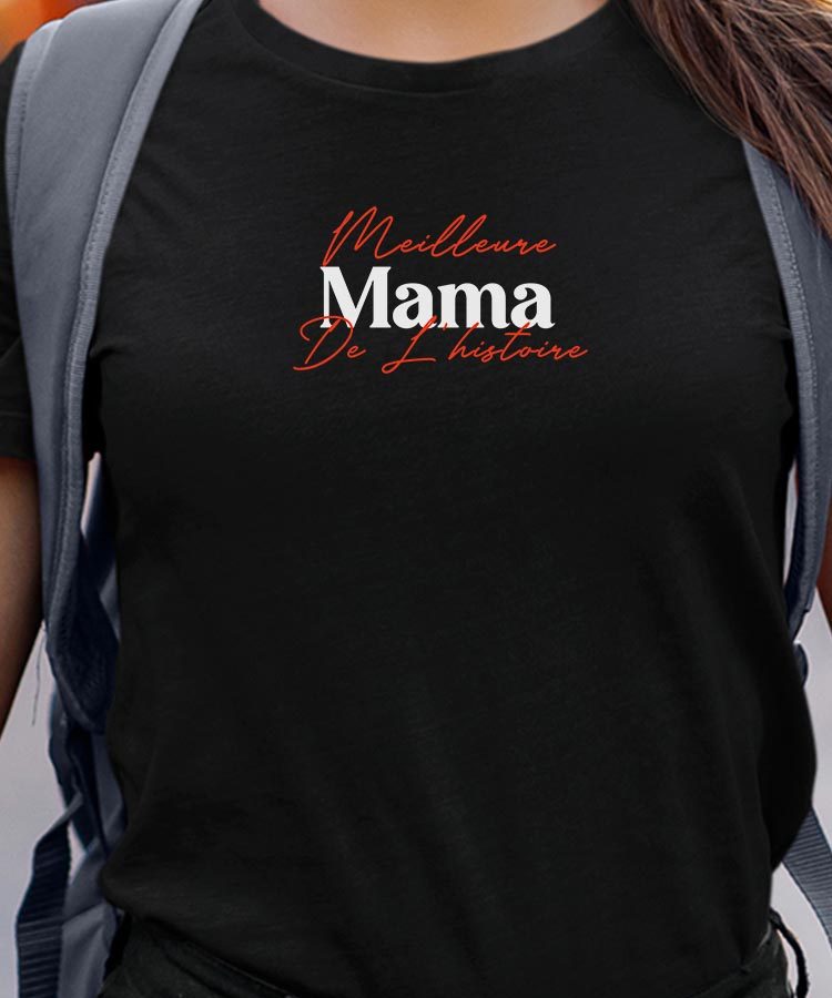 T-Shirt Noir Meilleure Mama de l'histoire Pour femme-1