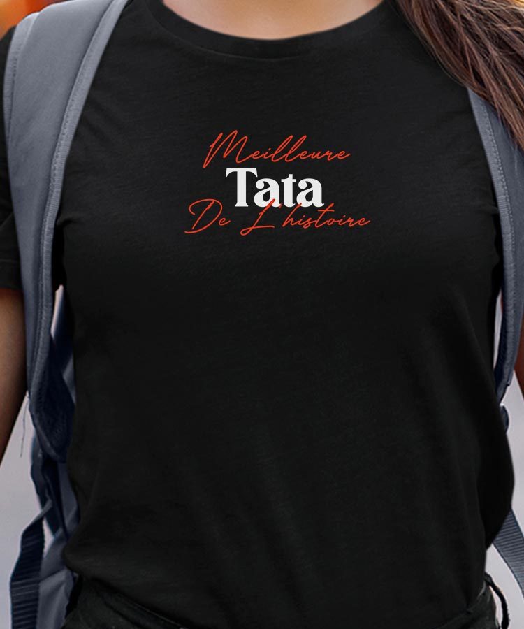 T-Shirt Noir Meilleure Tata de l'histoire Pour femme-1