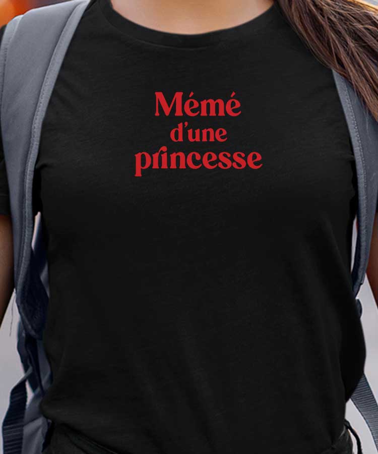 T-Shirt Noir Mémé d'une princesse Pour femme-1