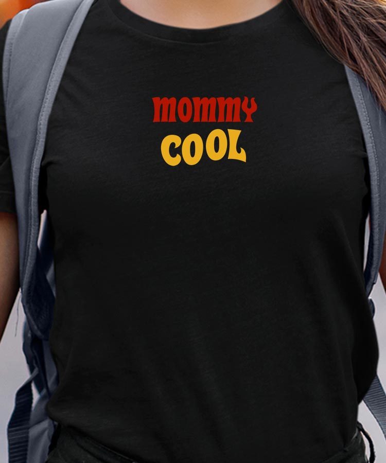 T-Shirt Noir Mommy cool disco Pour femme-1