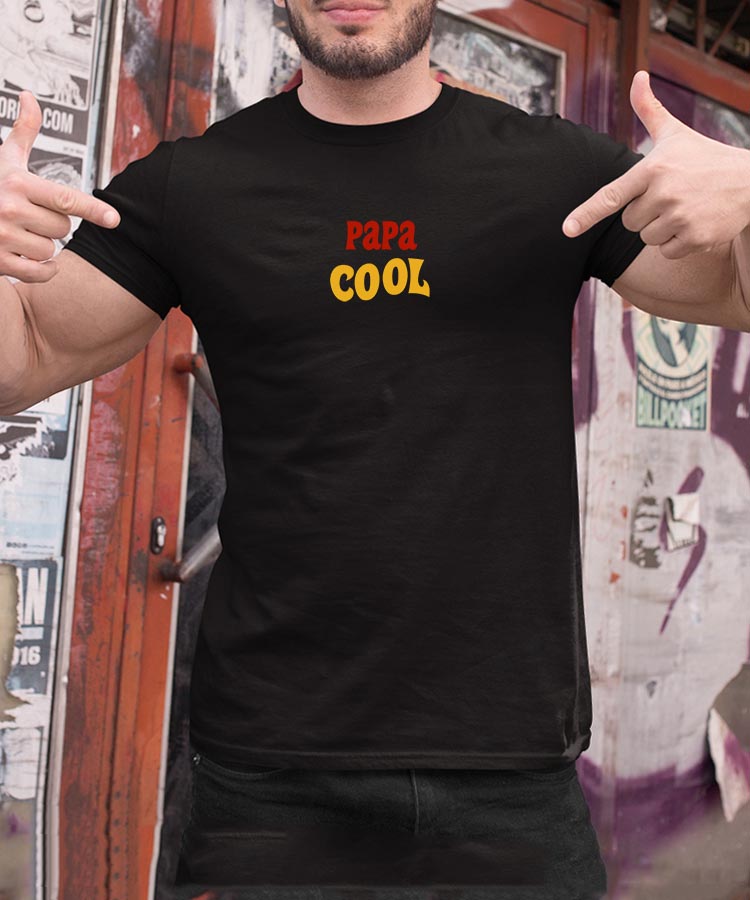 T-Shirt Noir Papa cool disco Pour homme-2