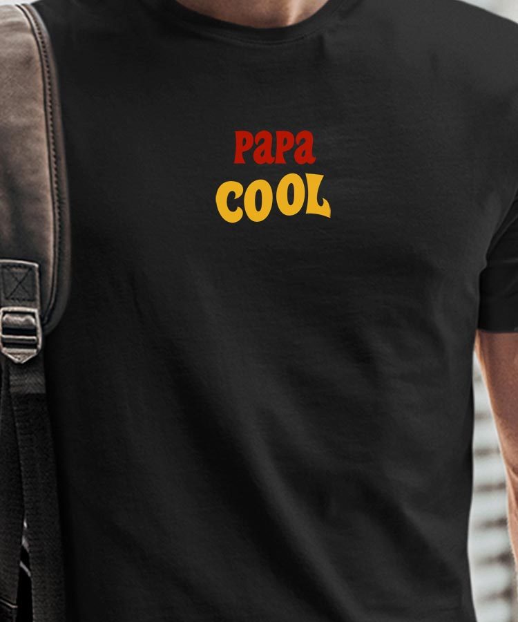 T-Shirt Noir Papa cool disco Pour homme-1