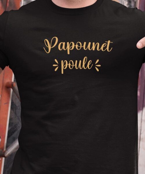 T-Shirt Noir Papounet poule Pour homme-1