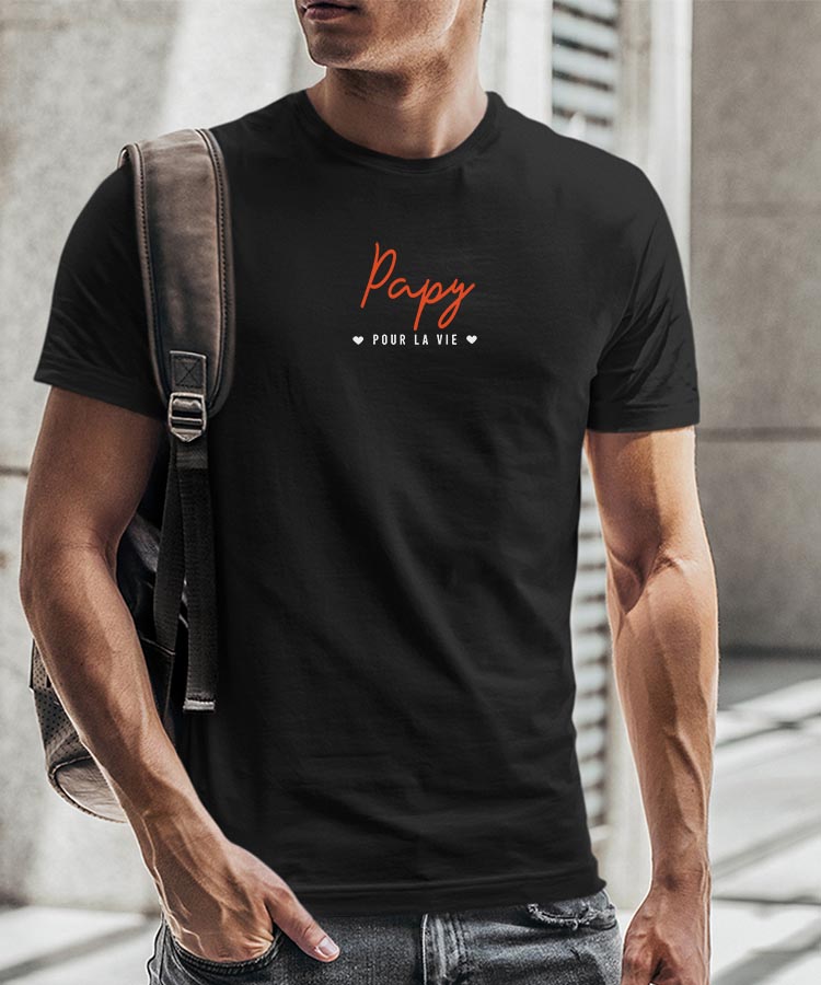 T-Shirt Noir Papy pour la vie Pour homme-2