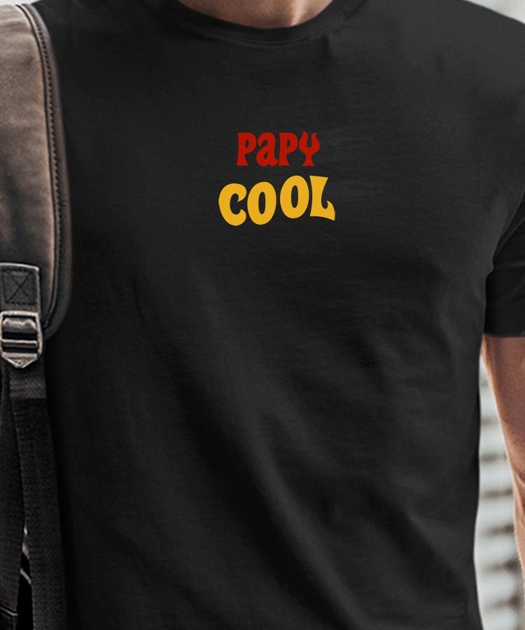 T-Shirt Noir Papy cool disco Pour homme-1