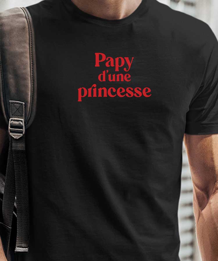 T-Shirt Noir Papy d'une princesse Pour homme-1