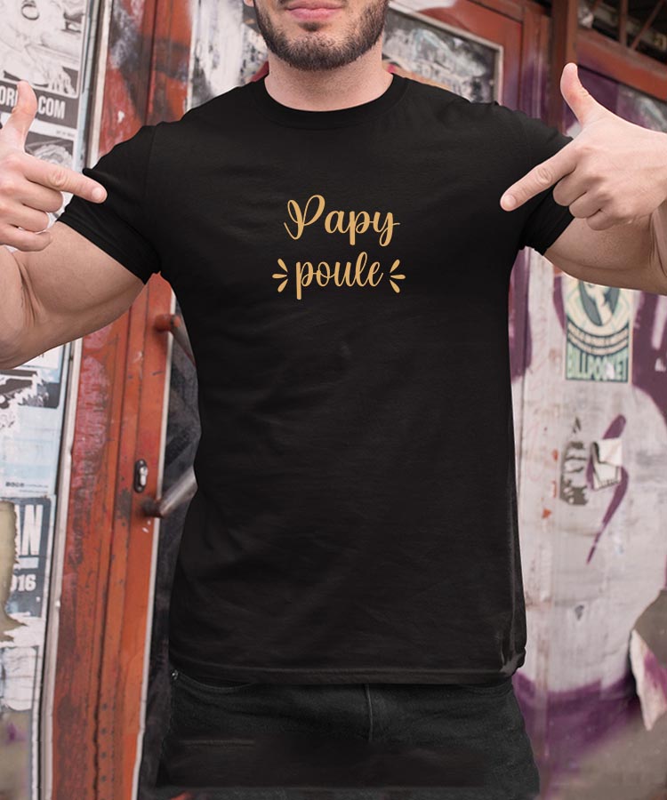 T-Shirt Noir Papy poule Pour homme-2