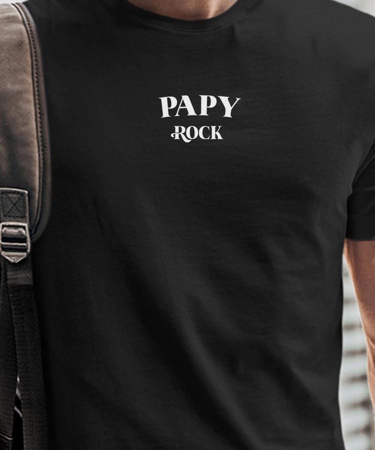T-Shirt Noir Papy rock Pour homme-1