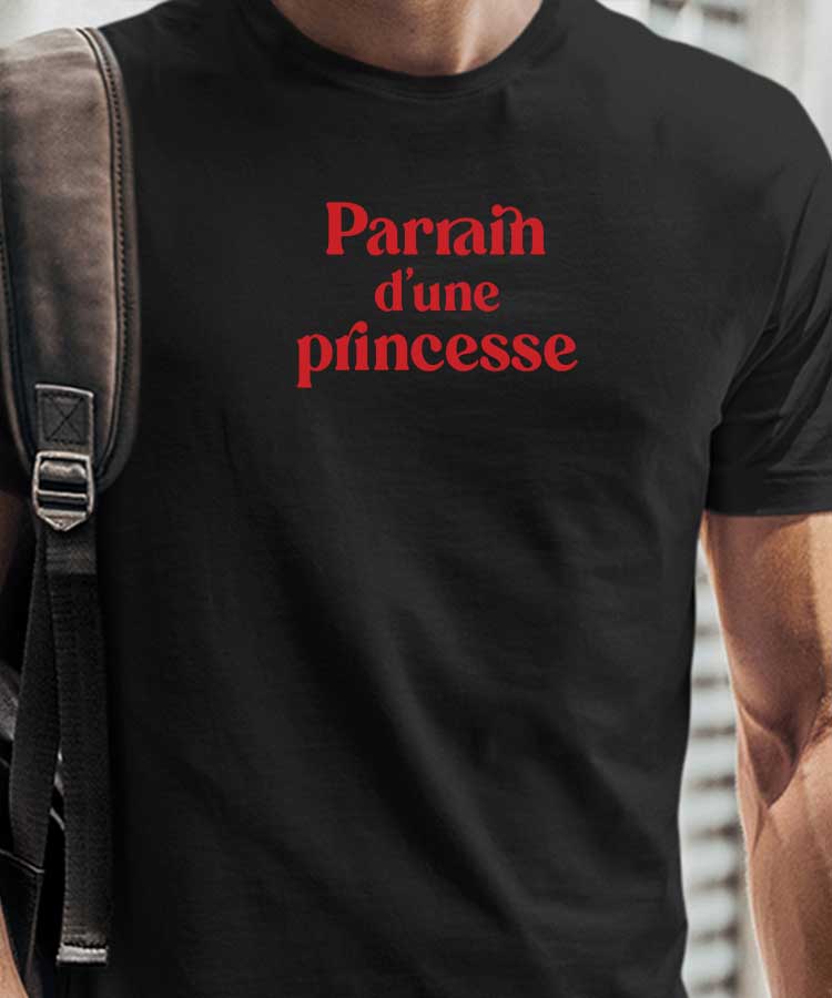 T-Shirt Noir Parrain d'une princesse Pour homme-1