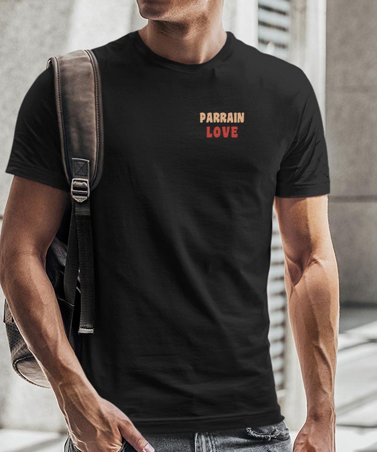 T-Shirt Noir Parrain love Pour homme-2
