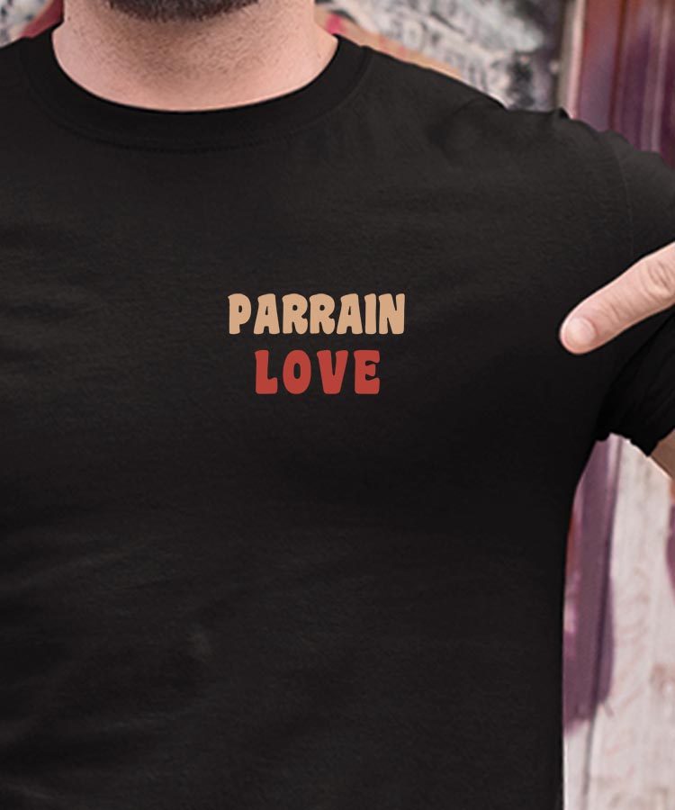 T-Shirt Noir Parrain love Pour homme-1
