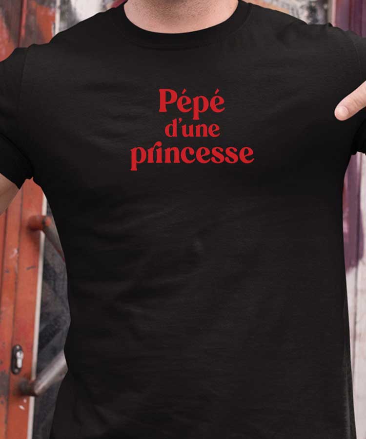 T-Shirt Noir Pépé d'une princesse Pour homme-1