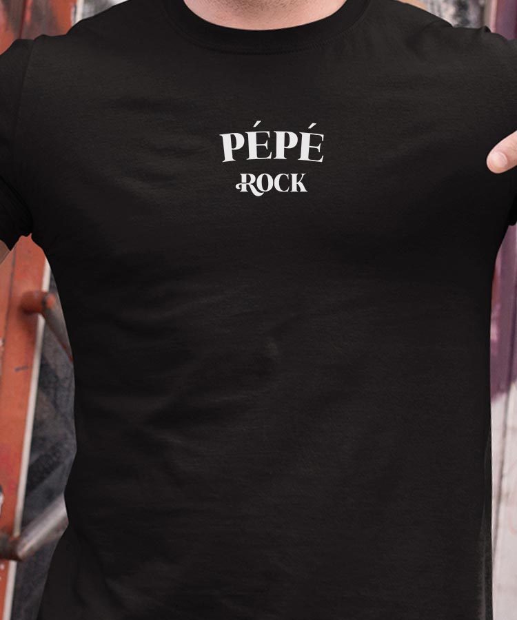 T-Shirt Noir Pépé rock Pour homme-1