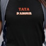 T-Shirt Noir Tata d'amour Pour femme-1