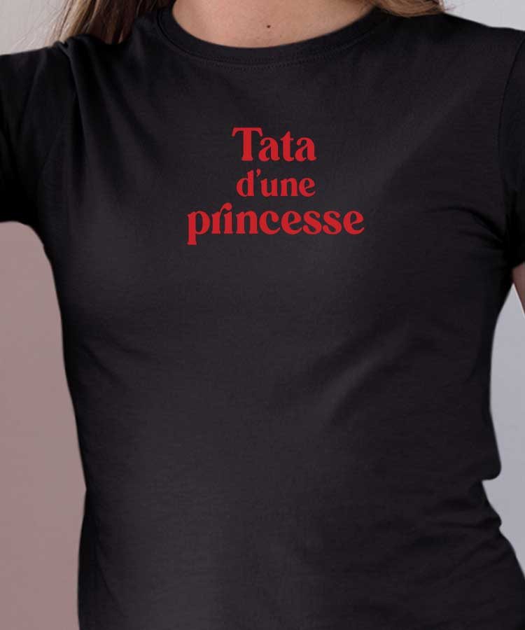 T-Shirt Noir Tata d'une princesse Pour femme-1
