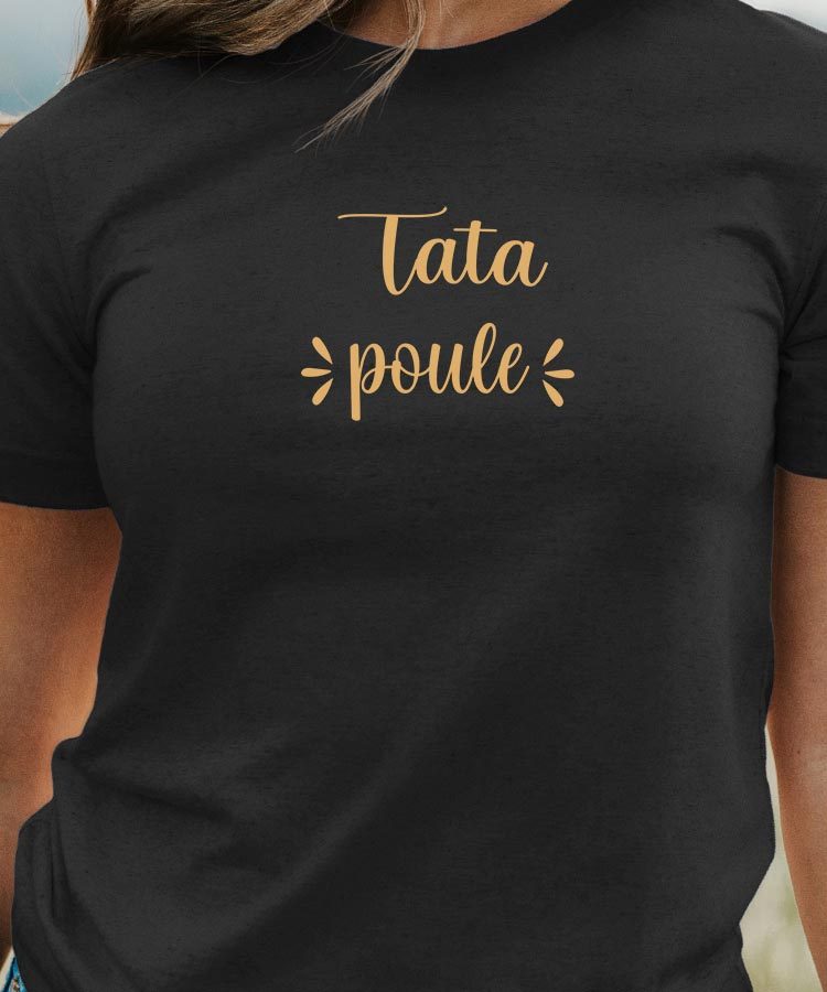 T-Shirt Noir Tata poule Pour femme-1