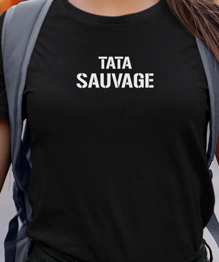 T-Shirt Noir Tata sauvage Pour femme-1