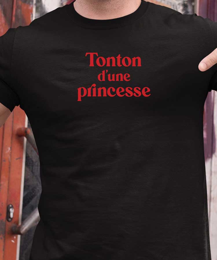 T-Shirt Noir Tonton d'une princesse Pour homme-1