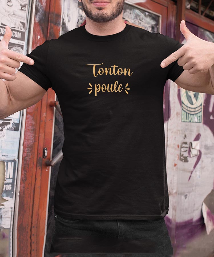T-Shirt Noir Tonton poule Pour homme-2