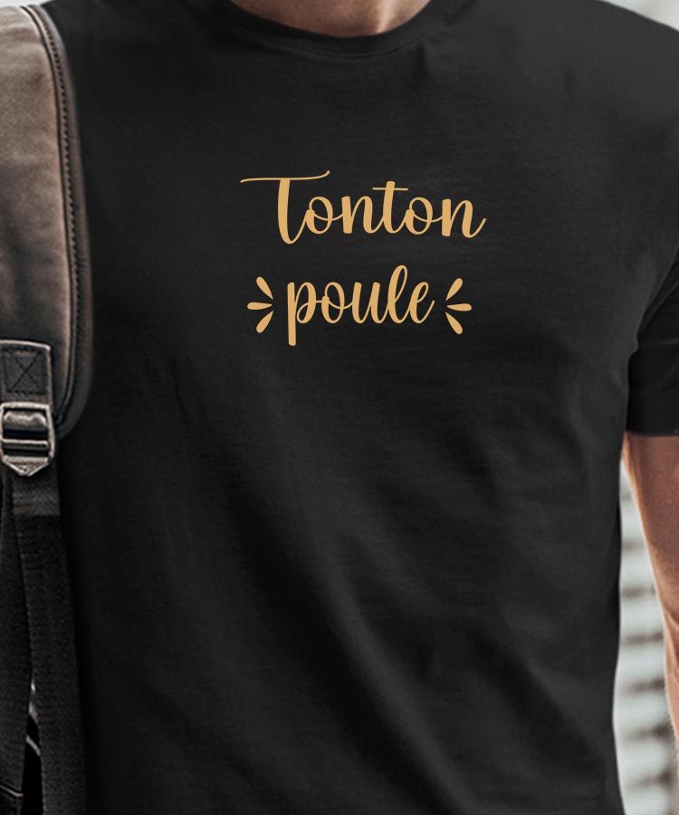 T-Shirt Noir Tonton poule Pour homme-1