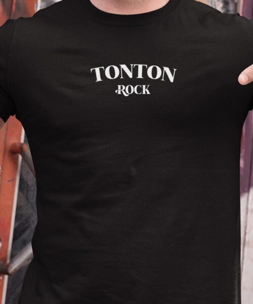 T-Shirt Noir Tonton rock Pour homme-1