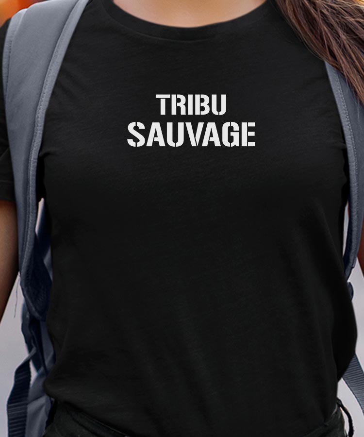 T-Shirt Noir Tribu sauvage Pour femme-1