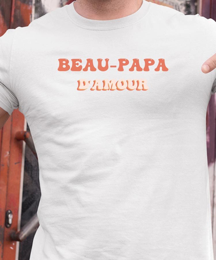 Tee-shirt - Blanc - Beau-Papa d'amour funky Pour homme-1