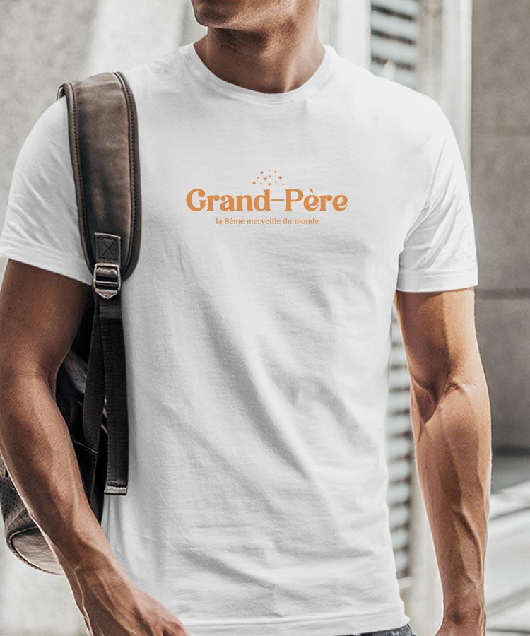 Tee-shirt - Blanc - Grand-Père la 8ième merveille du monde VF Pour homme-1.jpg
