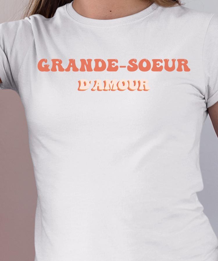 Tee-shirt - Blanc - Grande-Soeur d'amour funky Pour femme-1