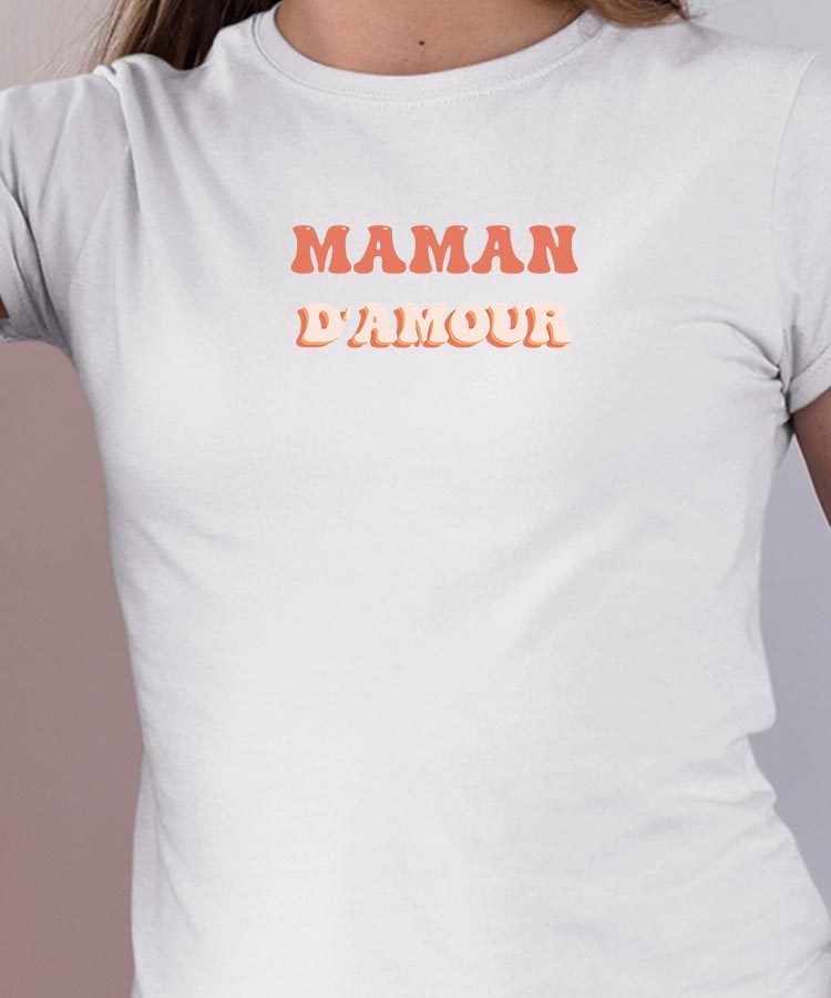 Tee-shirt - Blanc - Maman d'amour funky Pour femme-1